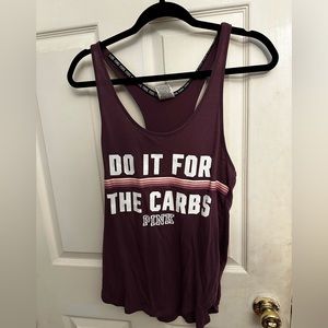 Women’s PINK VS racer back workout activewear tank top do it for the carbs M